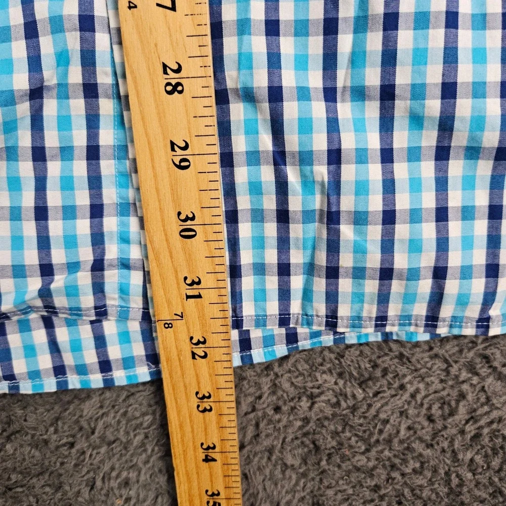 Banana Republic Non Iron Tailored Slim Fit Button Down Shirt XL Blue Plaid‎